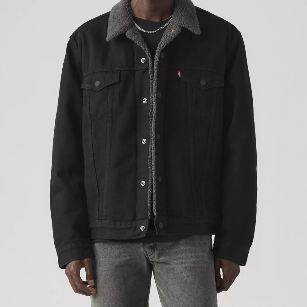 NWT Levi's Black Type III Sherpa Trucker Jacket‎ Men's XXL Casual Streetwear